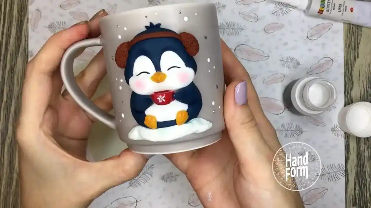 اموزش ساخت ماگ پنگوئن