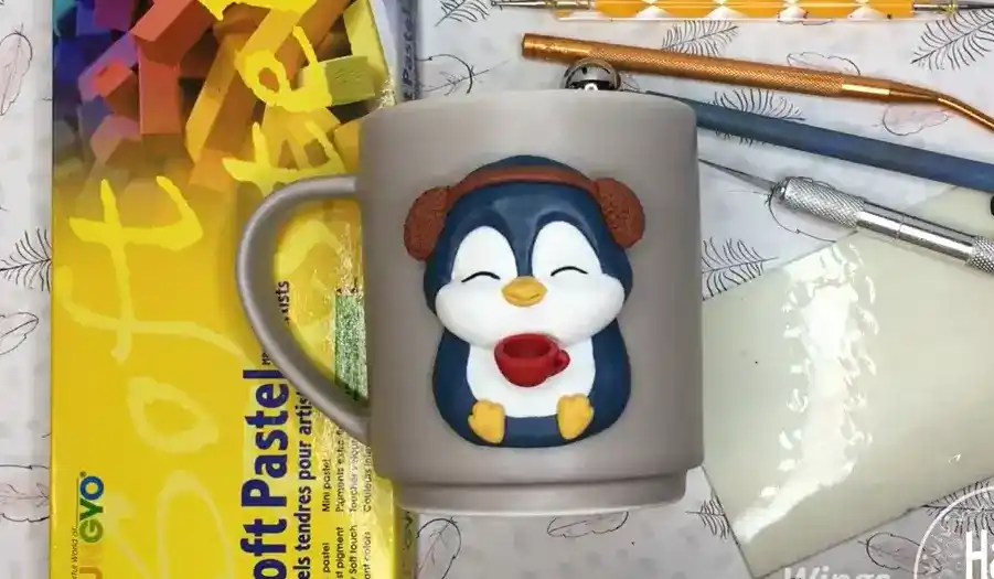 اموزش ساخت ماگ پنگوئن 
