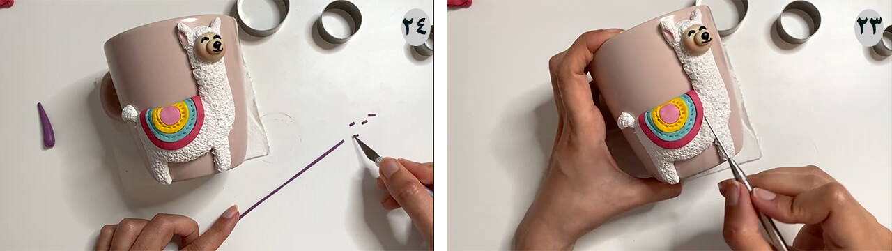 آموزش ساخت ماگ طرح لاما مرحله لباس عروسک