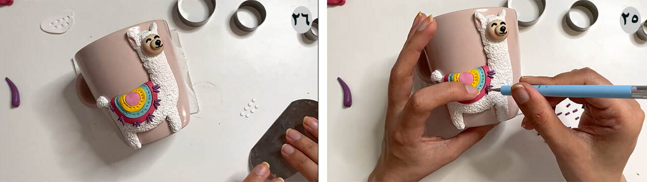 آموزش ساخت ماگ طرح لاما مرحله لباس  عروسک