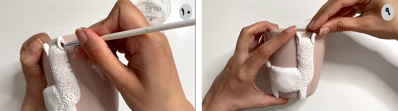 آموزش ساخت ماگ طرح لاما مرحله گوش های  عروسک