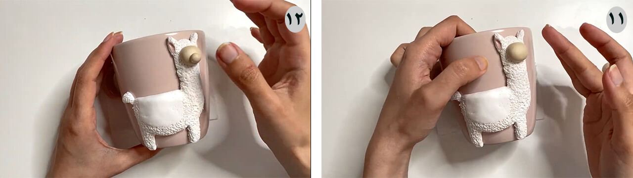 آموزش ساخت ماگ طرح لاما مرحله صورت  عروسک
