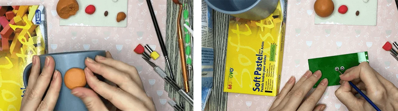 آموزش ساخت ماگ طرح گربه قلبی مرحله ساخت چشم ها  عروسک  