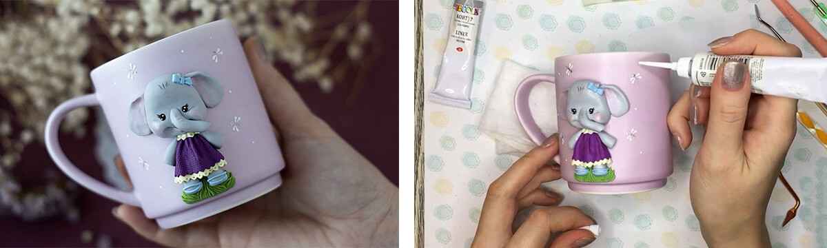 آموزش ساخت ماگ فیل کوچولو مرحله رنگ کردن عروسک  