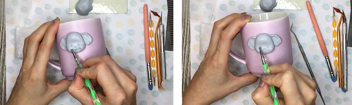 آموزش ساخت ماگ فیل کوچولو مرحله ساخت دهن  عروسک 