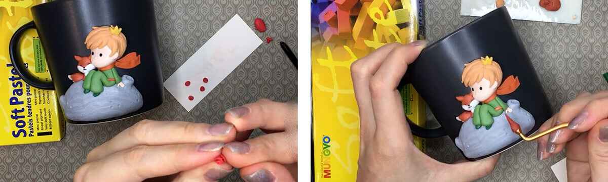 آموزش ساخت ماگ شازده کوچولو مرحله ساخت پنجه های  عروسک 