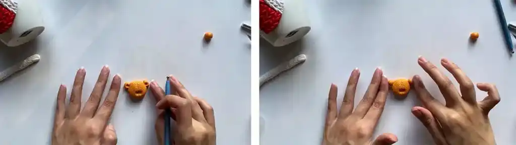 آموزش تزیین ماگ طرح جوراب کریسمس با خرس مرحله ساخت سرب عروسک