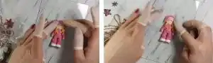 آموزش تزیین ماگ دختر خرگوشی مرحله ساخت موهای عروسک 