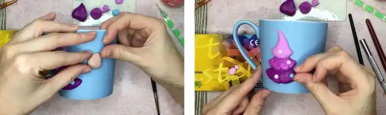 آموزش تزیین ماگ طرح درخت کریسمس با خرس مرحله ساخت سر خرس 