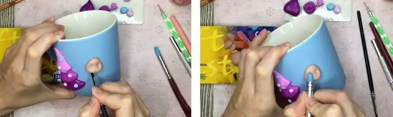 آموزش تزیین ماگ طرح درخت کریسمس با خرس مرحله ساخت سر خرس 