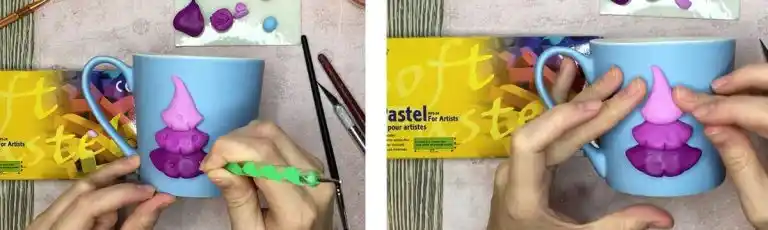 آموزش تزیین ماگ طرح درخت کریسمس با خرس مرحله ساخت درخت کریسمس 