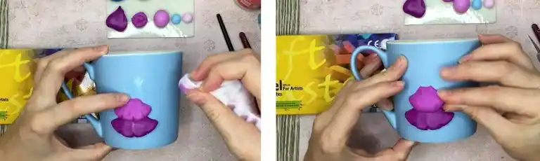 آموزش تزیین ماگ طرح درخت کریسمس با خرس مرحله ساخت درخت کریسمس 