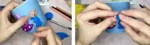 آموزش تزیین ماگ طرح درخت کریسمس با خرس مرحله ساخت بدن خرس 