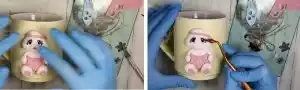 آموزش ساخت  ماگ خرگوش پیتر مرحله ساخت چشم عروسک 