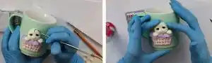 آموزش ماگ طرح خرگوش و سبد مرحله ساخت سر عروسک 