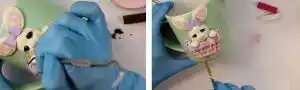 آموزش ماگ طرح خرگوش و سبد مرحله ساخت سایه زدن عروسک 