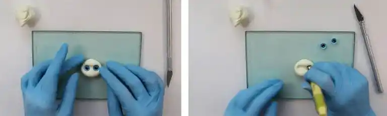 آموزش ماگ طرح خرگوش و سبد مرحله ساخت صورت  عروسک 
