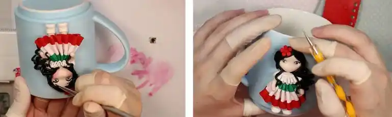 آموزش ساخت ماگ دختر مزرعه مرحله ساخت گل  عروسک 