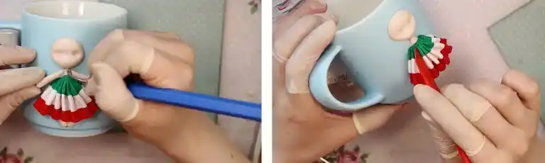 آموزش ساخت ماگ دختر مزرعه مرحله ساخت دامن  عروسک 