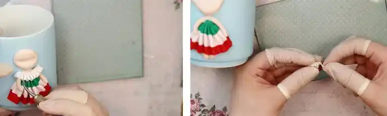 آموزش ساخت ماگ دختر مزرعه مرحله ساخت لباس عروسک 