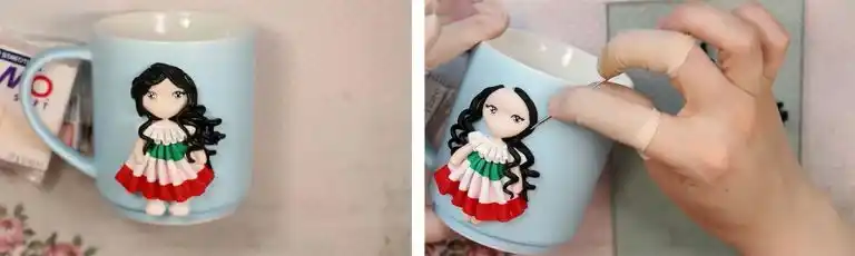 آموزش ساخت ماگ دختر مزرعه مرحله ساخت موهای عروسک 