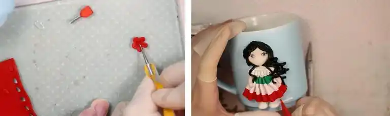 آموزش ساخت ماگ دختر مزرعه مرحله ساخت گل  عروسک 