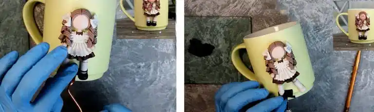 آموزش ساخت ماگ دختر گل فروش مرحله ساخت کفش  عروسک 