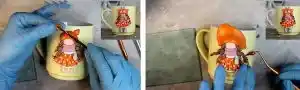 آموزش ساخت ماگ طرح دخترونه با عروسک روباه  مرحله ساخت کلاه عروسک 