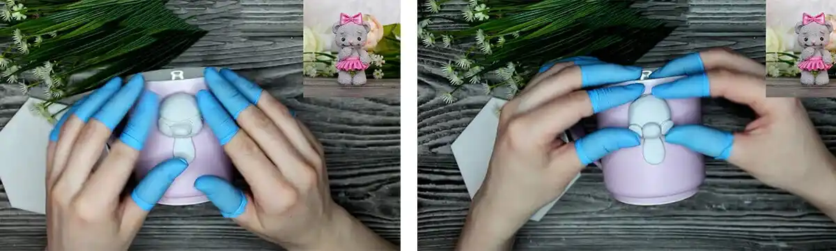 آموزش ساخت ماگ طرح خرس پشمالو مرحله ساخت صورت  عروسک 