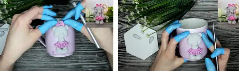 آموزش ساخت ماگ طرح خرس پشمالو مرحله ساخت پاپیون  عروسک 