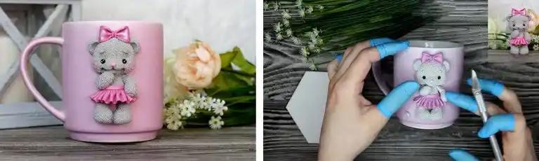 آموزش ساخت ماگ طرح خرس پشمالو مرحله ساخت دست های  عروسک 