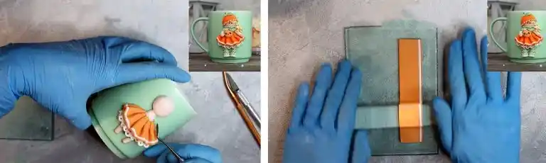 آموزش ساخت ماگ دختر پرتقالی مرحله ساخت دامن  عروسک 