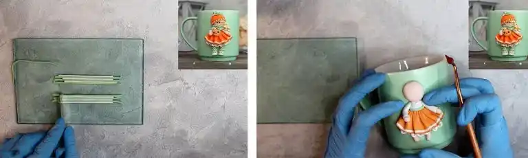 آموزش ساخت ماگ دختر پرتقالی مرحله ساخت لباس  عروسک 