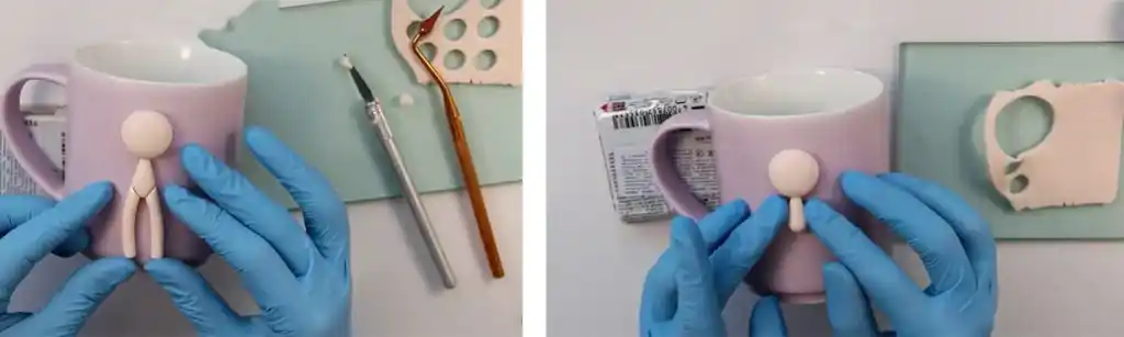 آموزش ساخت ماگ دخترونه با خرس مرحله ساخت سر  و بدن و پاهای عروسک 