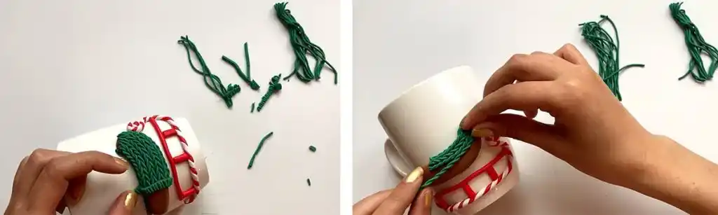 آموزش ساخت ماگ سگ کریسمس مرحله ساخت بافت  عروسک 
