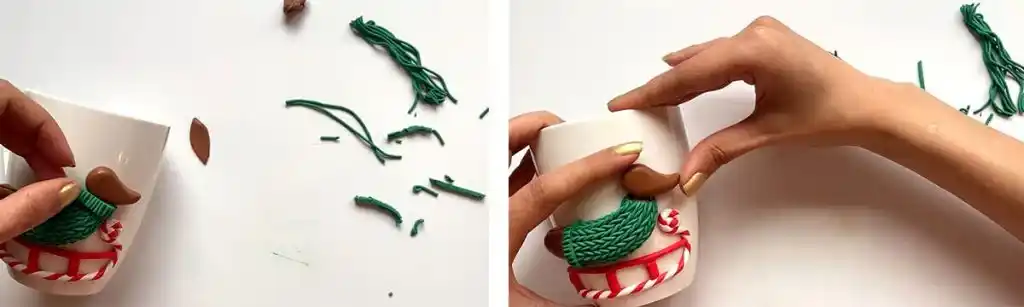 آموزش ساخت ماگ سگ کریسمس مرحله ساخت سر عروسک 