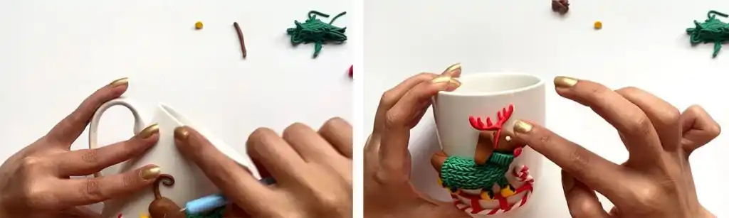 آموزش ساخت ماگ سگ کریسمس مرحله ساخت دم  عروسک 