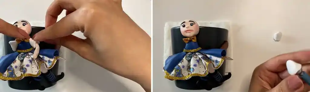 آموزش ساخت ماگ دختر جادوگر مرحله ساخت دست های  عروسک 