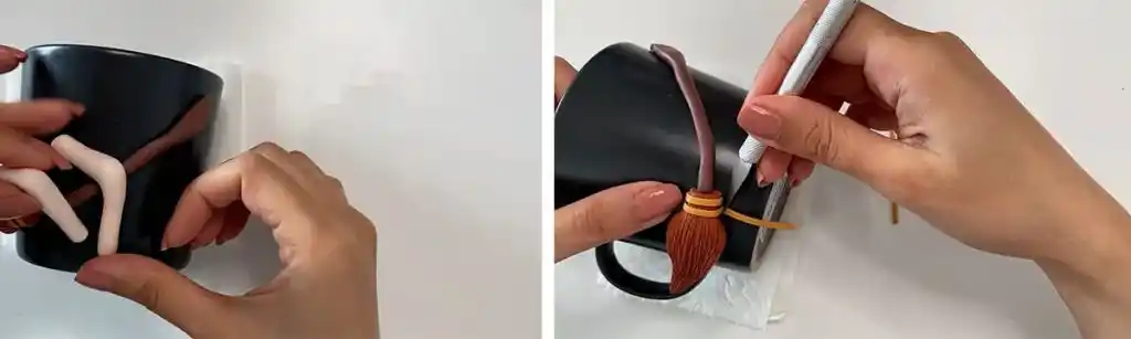 آموزش ساخت ماگ دختر جادوگر مرحله ساخت جاروی عروسک 