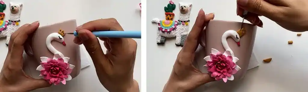 آموزش ساخت ماگ  گل و قو مرحله ساخت تاج قو 