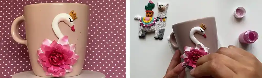 آموزش ساخت ماگ  گل و قو مرحله سایه زدن 