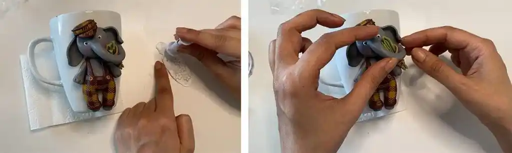 آموزس ساخت ماگ فیل با دسته گل مرحله ساخت دست گل  عروسک 