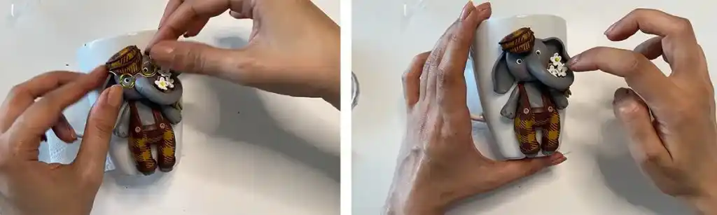 آموزس ساخت ماگ فیل با دسته گل مرحله ساخت دست گل عروسک 