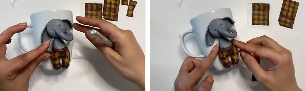 آموزس ساخت ماگ فیل با دسته گل مرحله ساخت شلوار  عروسک 