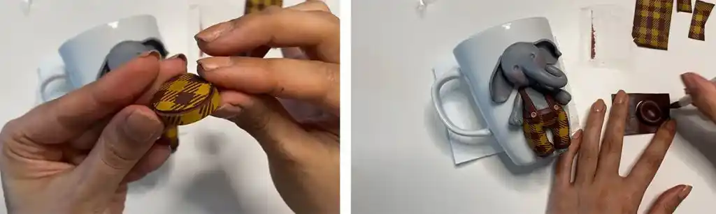 آموزس ساخت ماگ فیل با دسته گل مرحله ساخت کلاه  عروسک 