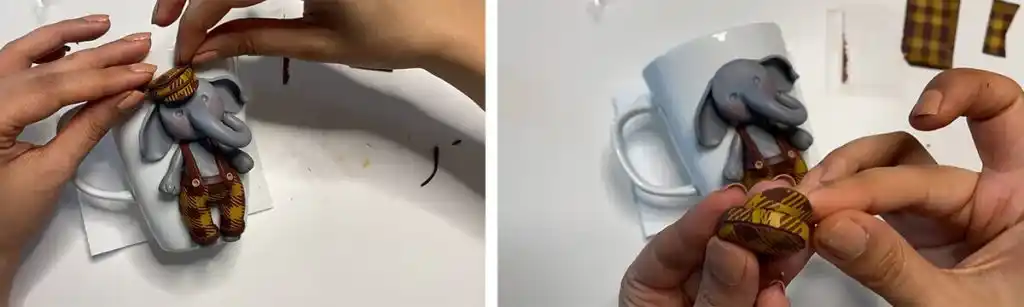 آموزس ساخت ماگ فیل با دسته گل مرحله ساخت کلاه عروسک 
