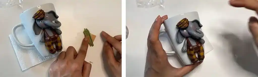 آموزس ساخت ماگ فیل با دسته گل مرحله ساخت دست گل  عروسک 