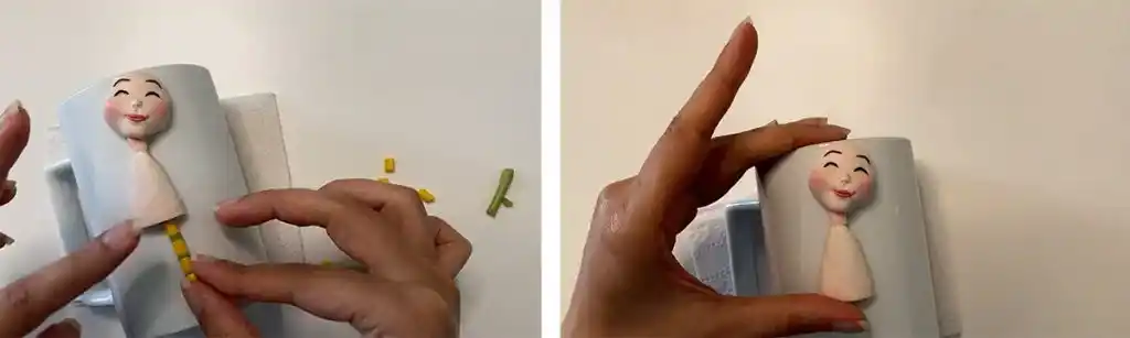 آموزش  ماگ دختر پاییزی با چتر مرحله ساخت بدن  عروسک 