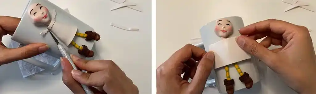 آموزش  ماگ دختر پاییزی با چتر مرحله ساخت لباس  عروسک 