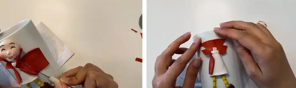 آموزش  ماگ دختر پاییزی با چتر مرحله ساخت لباس عروسک 